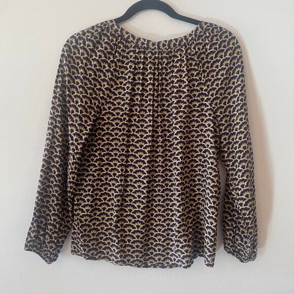 Boden Women's size 6 Purple Green Patterned Lightweight Long Sleeve Blouse Top - Picture 6 of 9